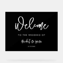 Acrílica Señal de bienvenida contemporánea de boda negro
