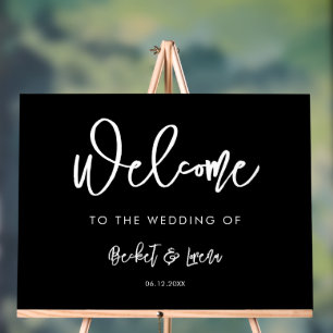 Acrílica Señal de bienvenida contemporánea de boda negro