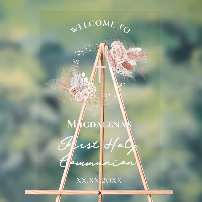 Acrílica señal de bienvenida de boho wreath First Community (Neutral )