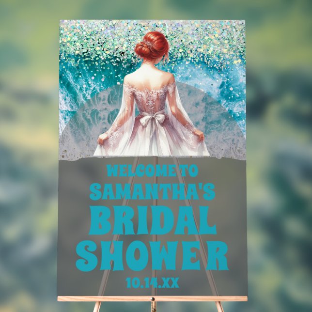 Acrílica Señal de bienvenida de ducha de novia de playa de  (Neutral )