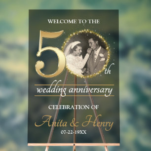 Acrílica señal de bienvenida del 50 aniversario con foto