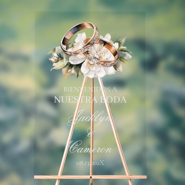 Acrílica señal de boda española con anillo (Neutral )