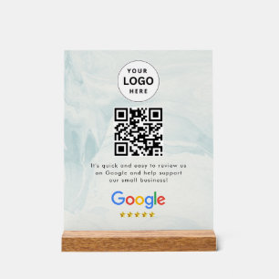 Acrílica señal de código qr de reseñas de Google en mesa