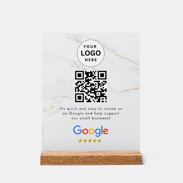 Acrílica señal de código qr de reseñas de Google para mesa (Anverso)