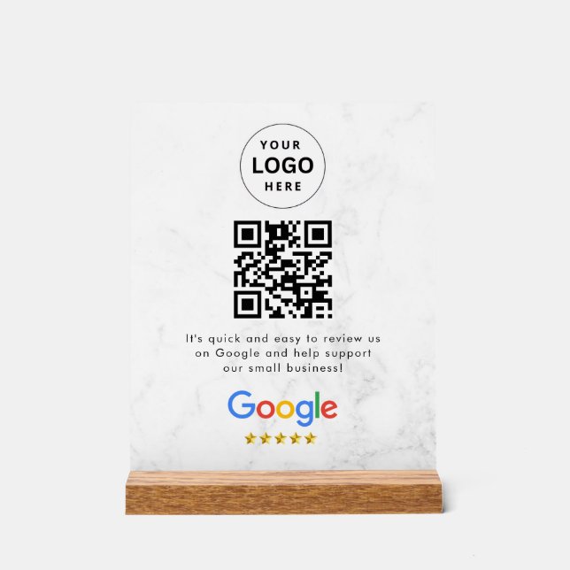 Acrílica señal de código qr de reseñas de Google para mesa (Anverso)