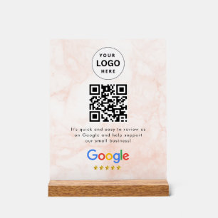Acrílica señal de código qr de reseñas de Google para mesa