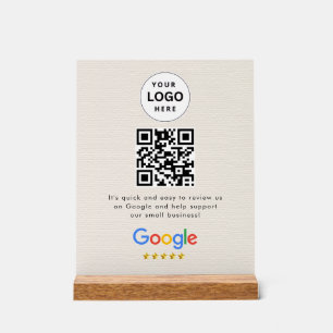 Acrílica señal de código qr de reseñas de Google para mesa