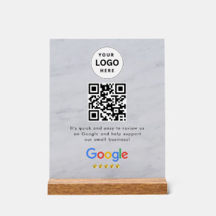 Acrílica señal de código qr de reseñas de Google para mesa