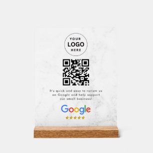 Acrílica señal de código qr de reseñas de Google para mesa