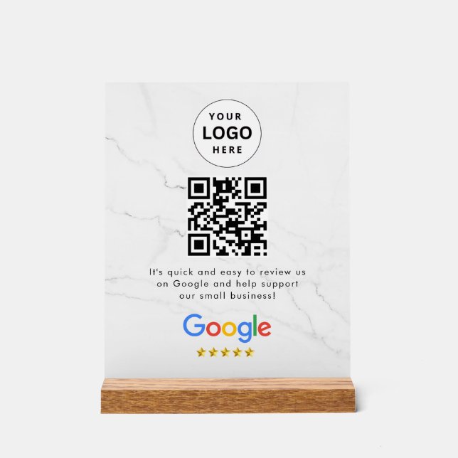 Acrílica señal de código qr de reseñas de Google para mesa (Anverso)