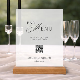 Acrílica Señal de menú de bar de código QR de acrílico tran