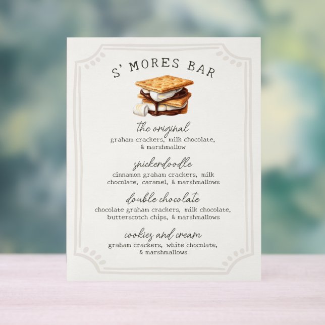 Acrílica Señal de receta de barra de S'mores para fogata de (Neutral )