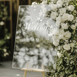 Acrílica Señal del Boda de caligrafía blanca de bienvenida 