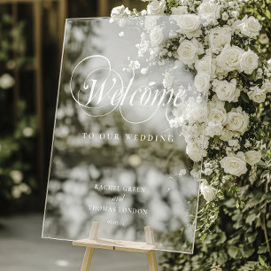 Acrílica Señal del Boda de caligrafía blanca de bienvenida