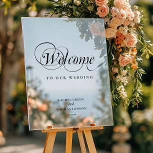 Acrílica Señal del Boda de caligrafía de bienvenida elegant