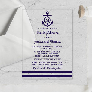 Acrílicas Ancla de monograma de la Marina Invitaciones de De
