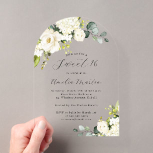 Acrílicas Arco Elegante Invitaciones Sweet Sixteen Florales