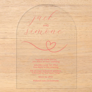 Acrílicas Boda Moderna Invitaciones con Arco Coral Oscur