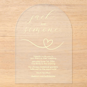 Acrílicas Boda Moderna Invitaciones de Arco Amarillo Man