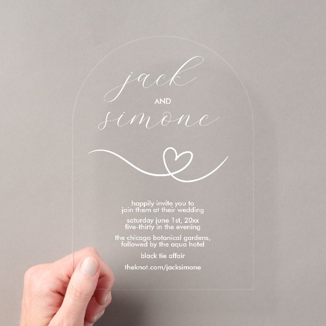 Acrílicas Boda Moderna | Invitaciones de Arco | Blanco Minim (Insitu (portátil))