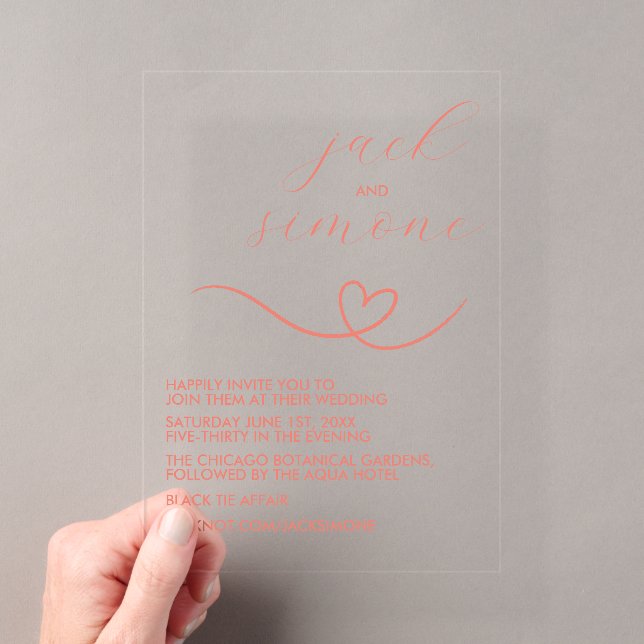 Acrílicas Boda Moderna | Invitaciones de Moda | Coral Oscuro (Insitu (portátil))