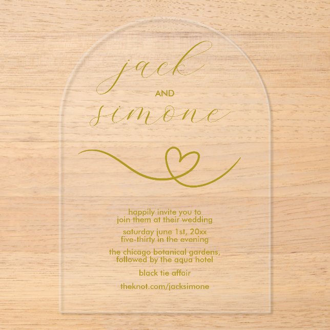 Acrílicas Boda moderno | Invitaciones de Arch | amarillo osc (Anverso)