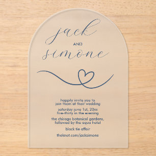 Acrílicas Boda moderno   Invitaciones de Arch   Azul oscura