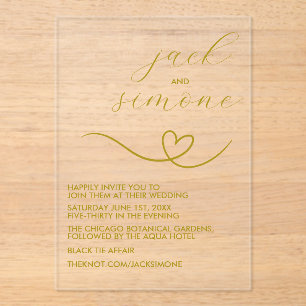Acrílicas Boda moderno Invitaciones de moda amarillo osc