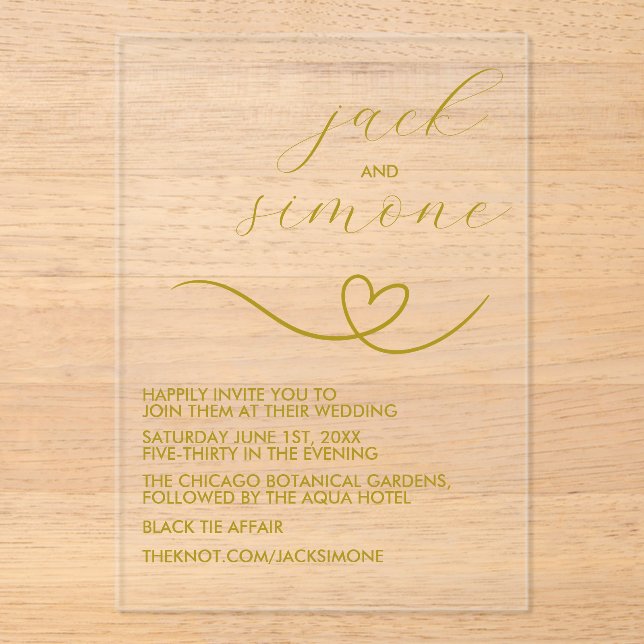 Acrílicas Boda moderno | Invitaciones de moda | amarillo osc (Anverso)