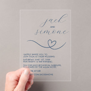 Acrílicas Boda moderno   Invitaciones de moda   Azul oscura