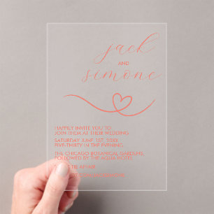 Acrílicas Boda moderno   Invitaciones de moda   Coral oscuro