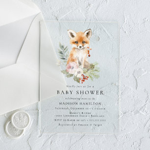 Acrílicas Dulce Zorro Acuarela Invitaciones para Baby Shower