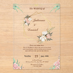 Acrílicas Elegante Invitaciones de Boda Araílica Transparent