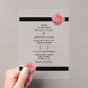 Acrílicas Elegantes invitaciones de casamiento de cintas neg