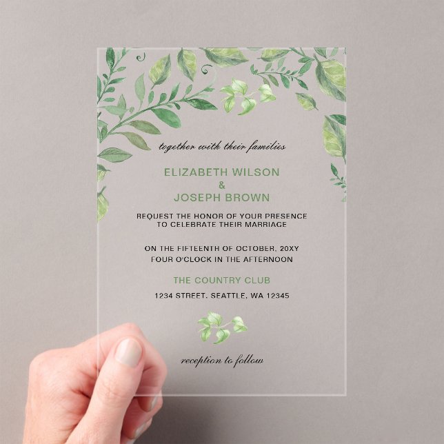 Acrílicas Hermosa naturaleza botánica invitaciones a bodas (Insitu (portátil))