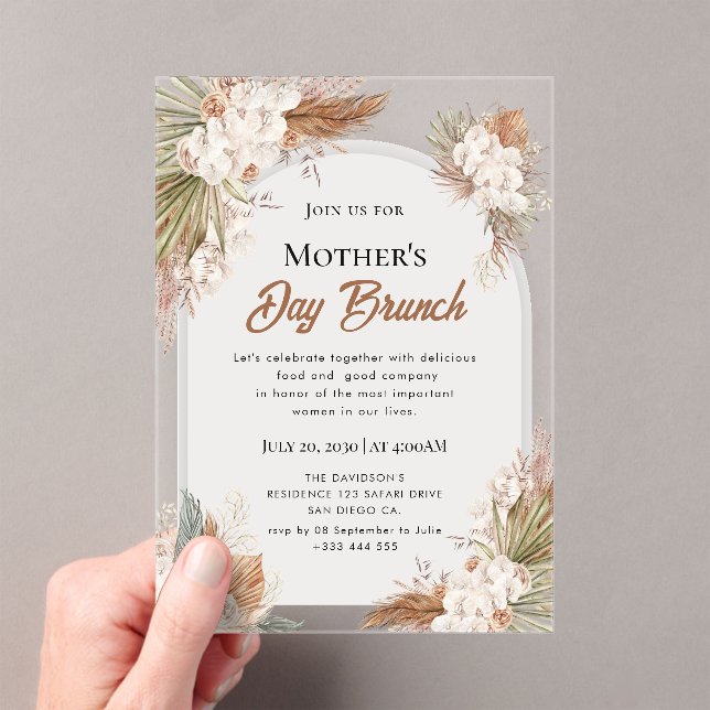 Acrílicas Invitaciones a Brunch del Día de la Madre de una f (Insitu (portátil))