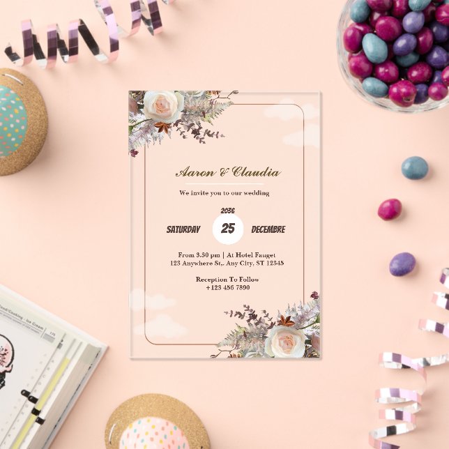 Acrílicas Invitaciones a la boda acrílica de Rústico marrón  (Insitu (Celebración))