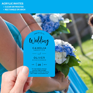 Acrílicas Invitaciones a la boda acrílica de Sky Blue Zazzle
