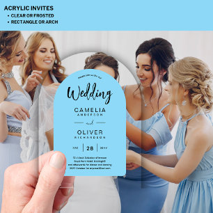 Acrílicas Invitaciones a la boda acrílica de Sky Blue Zazzle