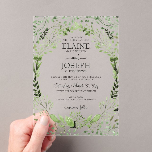 Acrílicas Invitaciones a la boda de Glam Greenery (Insitu (portátil))