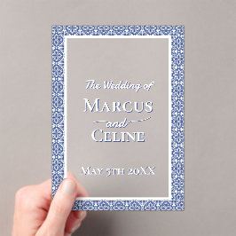 Acrílicas Invitaciones a la boda mediterránea costera azul y