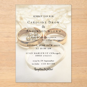 Acrílicas Invitaciones de Acrílico para Boda con Anillo de B