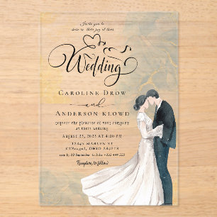 Acrílicas Invitaciones de Acrílico para Boda Pintadas a Mano