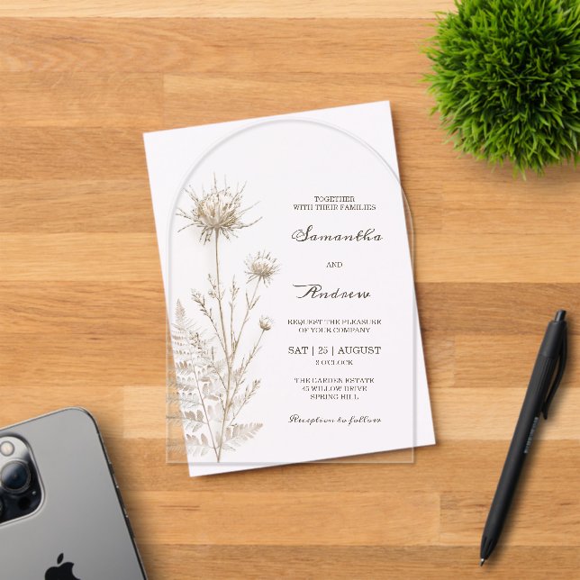 Acrílicas Invitaciones de Boda de Acrílico Arco de Marfil Bo (Insitu (Tarjeta de Invitación))
