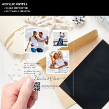 Invitaciones de boda de acrílico con código QR de 