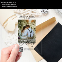 Invitaciones de boda de acrílico con código QR de 