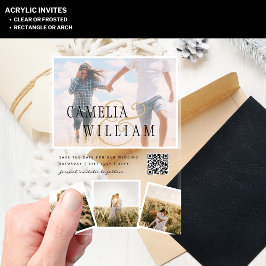 Acrílicas Invitaciones de boda de acrílico con código QR par