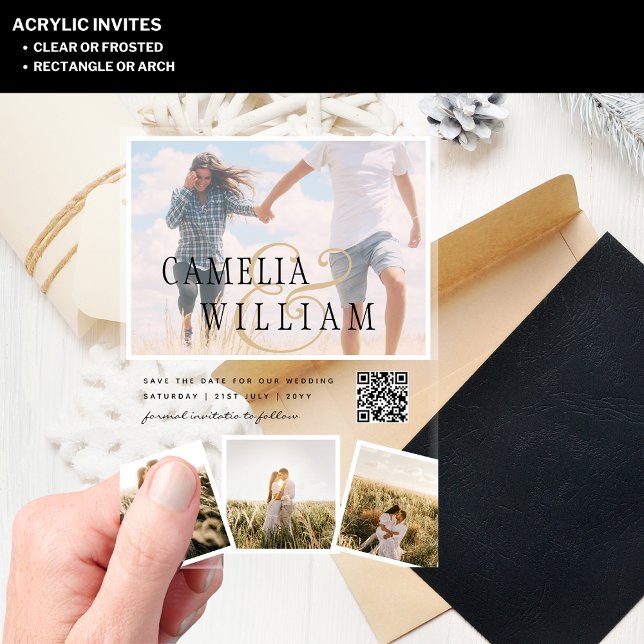 Acrílicas Invitaciones de boda de acrílico con código QR par (Subido por el creador)