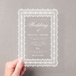 Acrílicas Invitaciones de boda de acrílico con encaje Doily