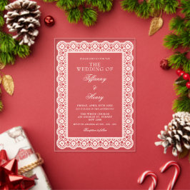 Acrílicas Invitaciones de boda de acrílico con encaje Doily